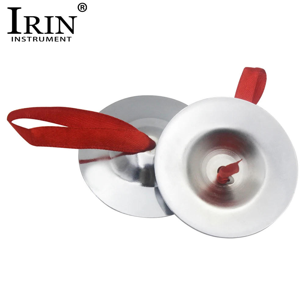 Irin 1 Paar Messing Finger Becken Bauchtanz indischen Tanz Silber Finger Becken mit Seil durchmesser 6,5 cm Schlag instrument Image