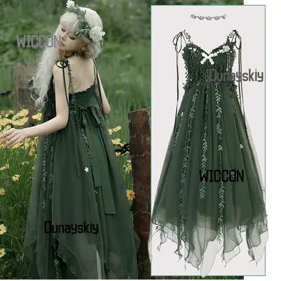Prinzessinnenkleid Lolita Kleid Cosplay Waldmoos Elemente Damenbekleidung Feenstil Hosenträgerkleid Lolita Sommer täglich Image
