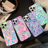 Pure Color Flowers Watercolor Graffiti Cute Animals Phone Case IPhone16 15 14 13Pro Max X XR XSMAX8 7Plus Shockproof Back Cover