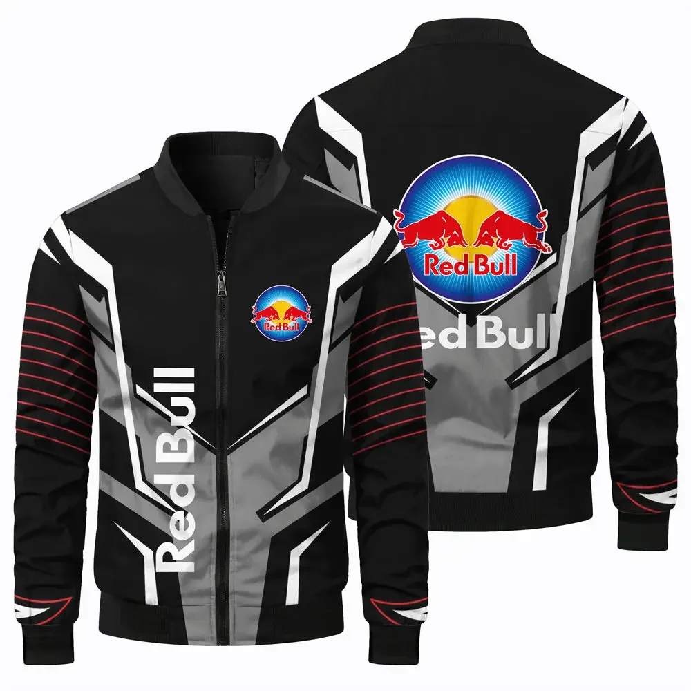 Cappotto da giacca con logo Red Bull stampato in 3D per la primavera e l'autunno dei nuovi uomini, top girocollo antivento con cerniera per bici sportiva all'aria aperta