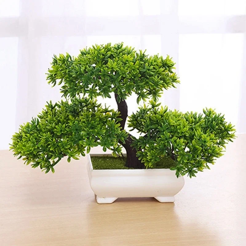 1 Stücke Grüne Künstliche Pflanzen Bonsai Kunststoff Baum Gefälschte Blume für Zuhause Schlafzimmer Dekor Tisch Garten Dekoration Outdoor Ornament Image