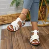 Summer New Arrival Fashion Flat Solid Color Casual Buckle Sandals Outdoor Elegant Plus Size Beach Sandals Daily Women Shoes