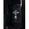 Y2K Schwarz Große Tasche Denim Shorts Retro Jeans Männer Frauen Straße Hip Hop Mode Harajuku Punk Oversize Hohe Taille Breite Bein Hosen