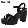 2025 Qualität Plus Größe 32-43 Blockabsatz 8 cm Plateausandalen Damenschuhe Creepers Sommer High Heels Sandalen Damen Büroschuh