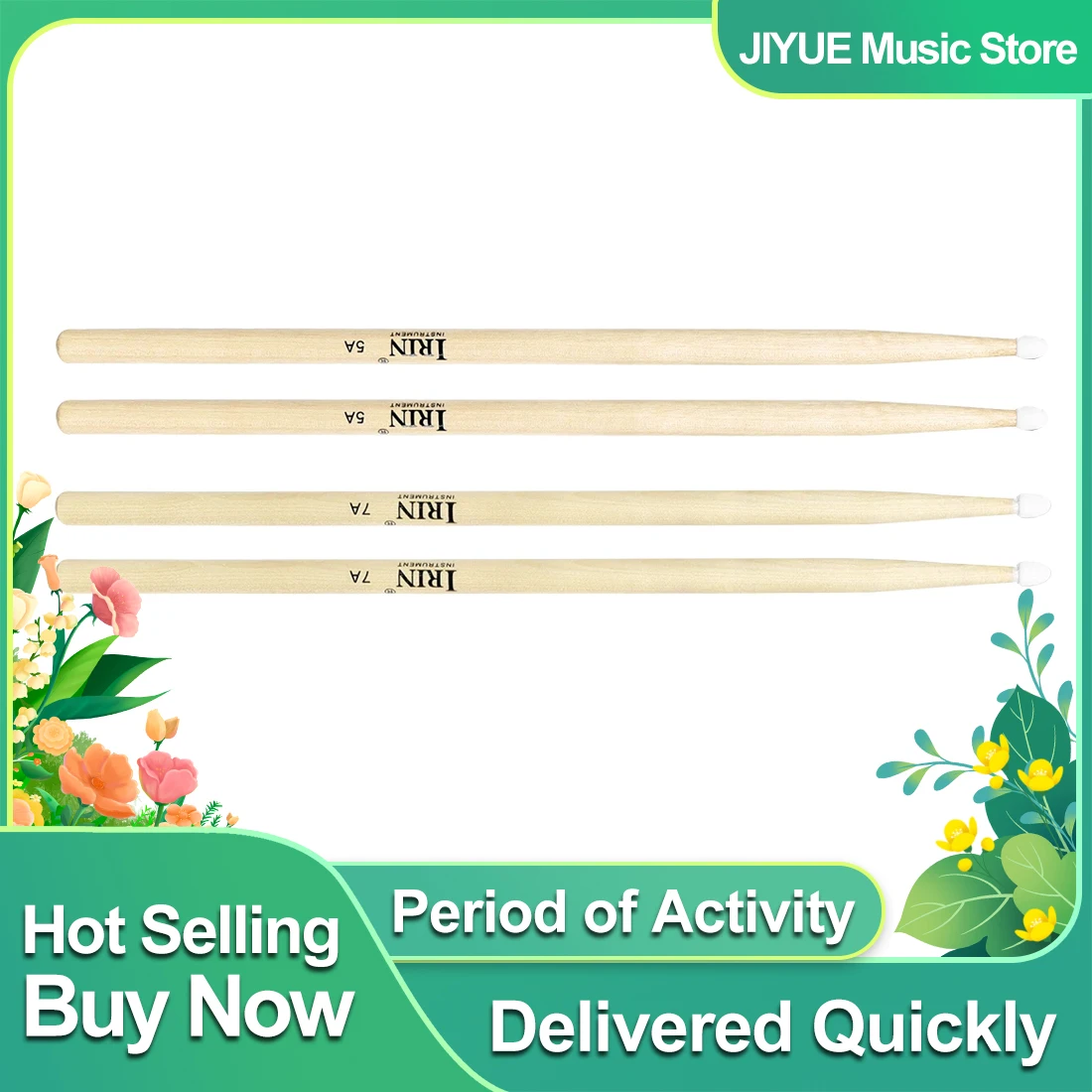 IRIN 1 Paar 5 A/7 A Premium-Ahorn-Drumsticks-Schlägel, ideal für alle Altersgruppen, langlebige Übungs-Drumsticks für Percussion und Jazz Image