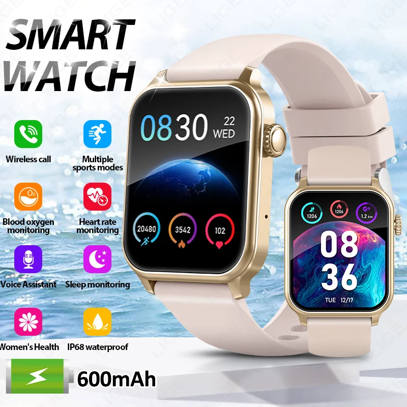 LIGE 600 mAh Große Batterie Ultra Serie Smartwatch Männer Frauen Herz Rate Gesundheit Monitor Bluetooth Anruf Smart Uhr Für iOS Xiaomi