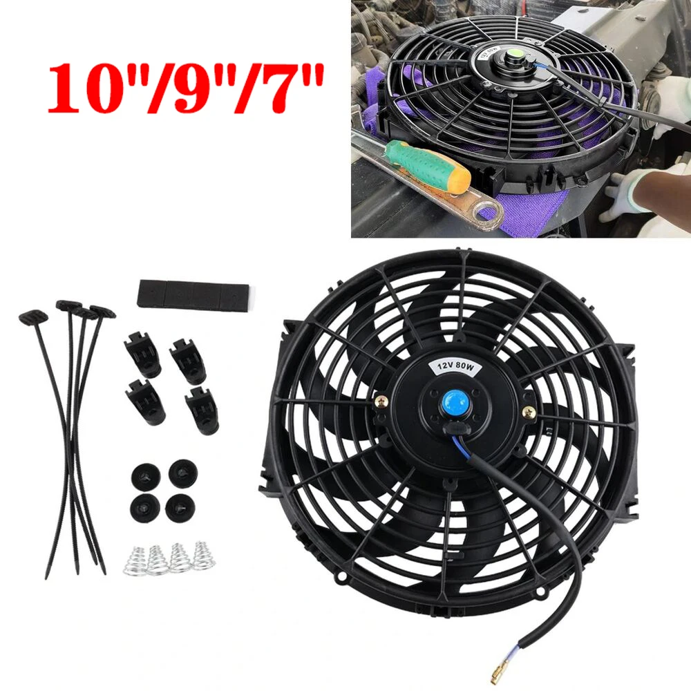 Auto 10 "/9"/7 "Spinta/Pull Radiatore Elettrico Intercooler Ventola Sottile Kit di Raffreddamento Del Motore 12V 80W Installazione Facile