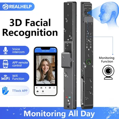 IP66 Wasserdicht SlimSeries 3D Face Smart Lock Wifi Keyless Security Entry Fingerabdruck Türschloss TTlock App Remote