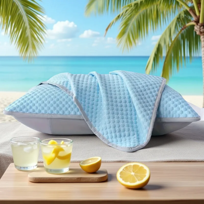 Kühlende Kissenbezüge aus Eisseide, weich, atmungsaktiv, Sommer-Kissenbezüge, maschinenwaschbar, für den Einsatz im Wohnheim, Zuhause, Schlafzimmer, glatter Stoff Image