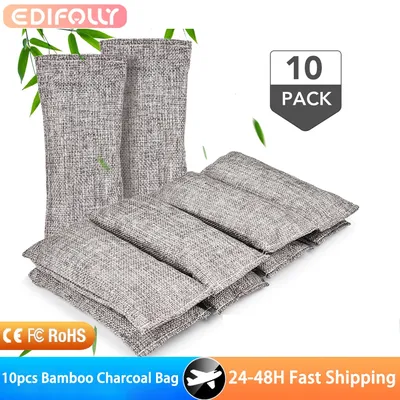 10pcs Natural Bamboo Charcoal Dehumidifier Bag Air Dehumidifier Dryer Deodorizer Odor Eliminator Moisture Absorber Air Purifier
