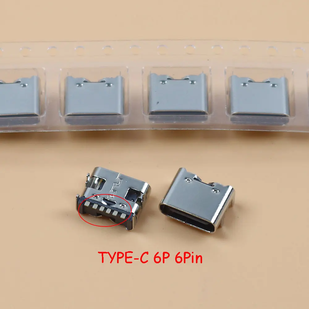 10-50 stücke NEUE 6 Pin SMT Buchse Stecker Micro USB Typ C 3,1 Weibliche Platzierung SMD DIP Für PCB design DIY hohe strom lade Image