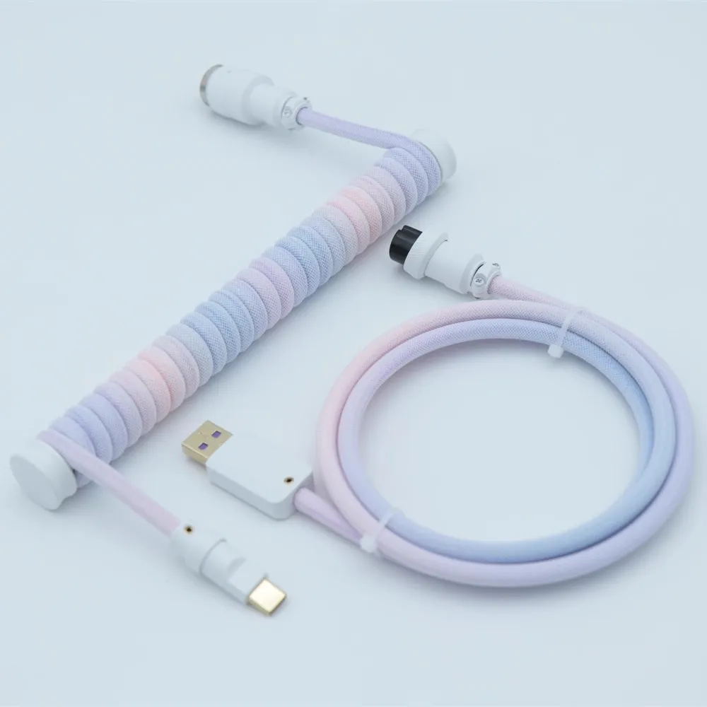 Mechanische Tastatur Linie USB-C Spiralkabel Aviator Handgefertigtes Datenkabel für Gaming Spiralkabel Farbverlauf Image