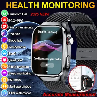 2025 Neue genaue Messung Gesundheitstest Lipiden Harnsäure Smartwatches Männer EKG Blutdruck Gesundheit Smart Armband für Android IOS