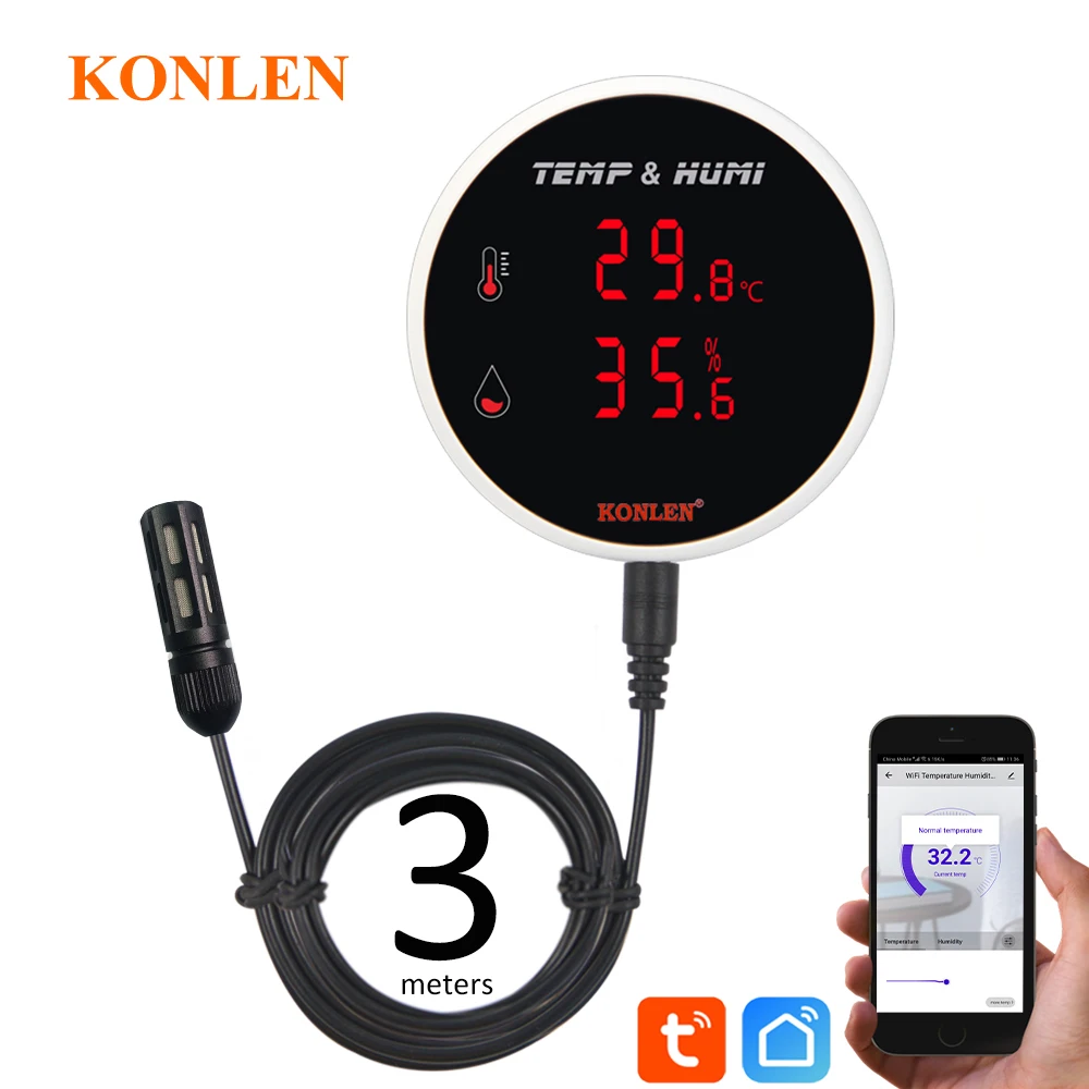 Tuya WIFI Temperatur Feuchtigkeit Sensor Thermometer Hygrometer Smart Leben Feuchtigkeit Sonde Für Home Pflanzen google home alexa Image