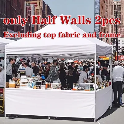 Two Half Walls 2pcs Half Sidewall Sunwall Panel Wall for Pop Up Canopy Gazebo Tent Shelter 10'x10' Vertical Leg