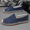 Trendy Blau Männliche Loafer Schuhe Sommer Leinwand Freizeit Schuhe für Männer Wohnungen Große Größe 39-45 Nähen Fahren Schuhe mann chaussure hommes