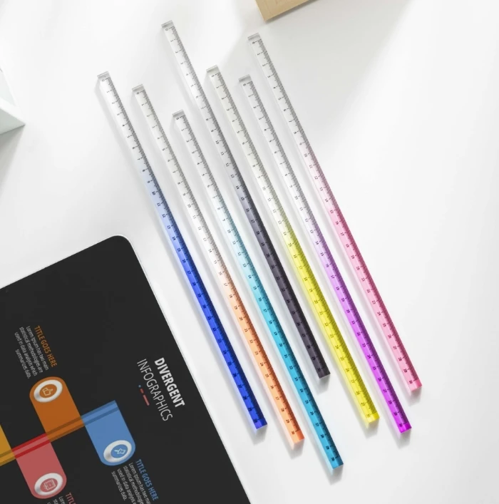 Transparente gerade Lineale im INS-Stil, 15 cm, 20 cm, 30 cm, Farbverlauf, Acryl-Zeichenwerkzeuge für DIY-Zeichnen, Mathematik, Büro Image