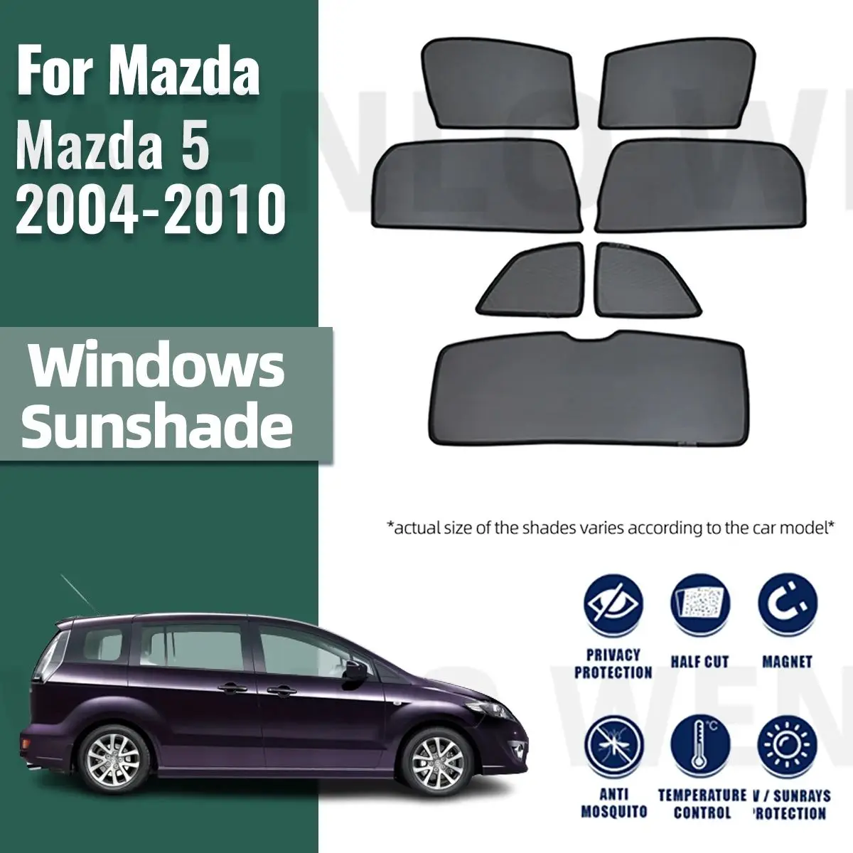 Für Mazda 5 CR 2004-2008 2009 2010 Mazda 5 Magnetische Auto Sonnenschutz Schild Frontscheibe Vorhang Hinten Seite Baby fenster Sonnenschutz Image