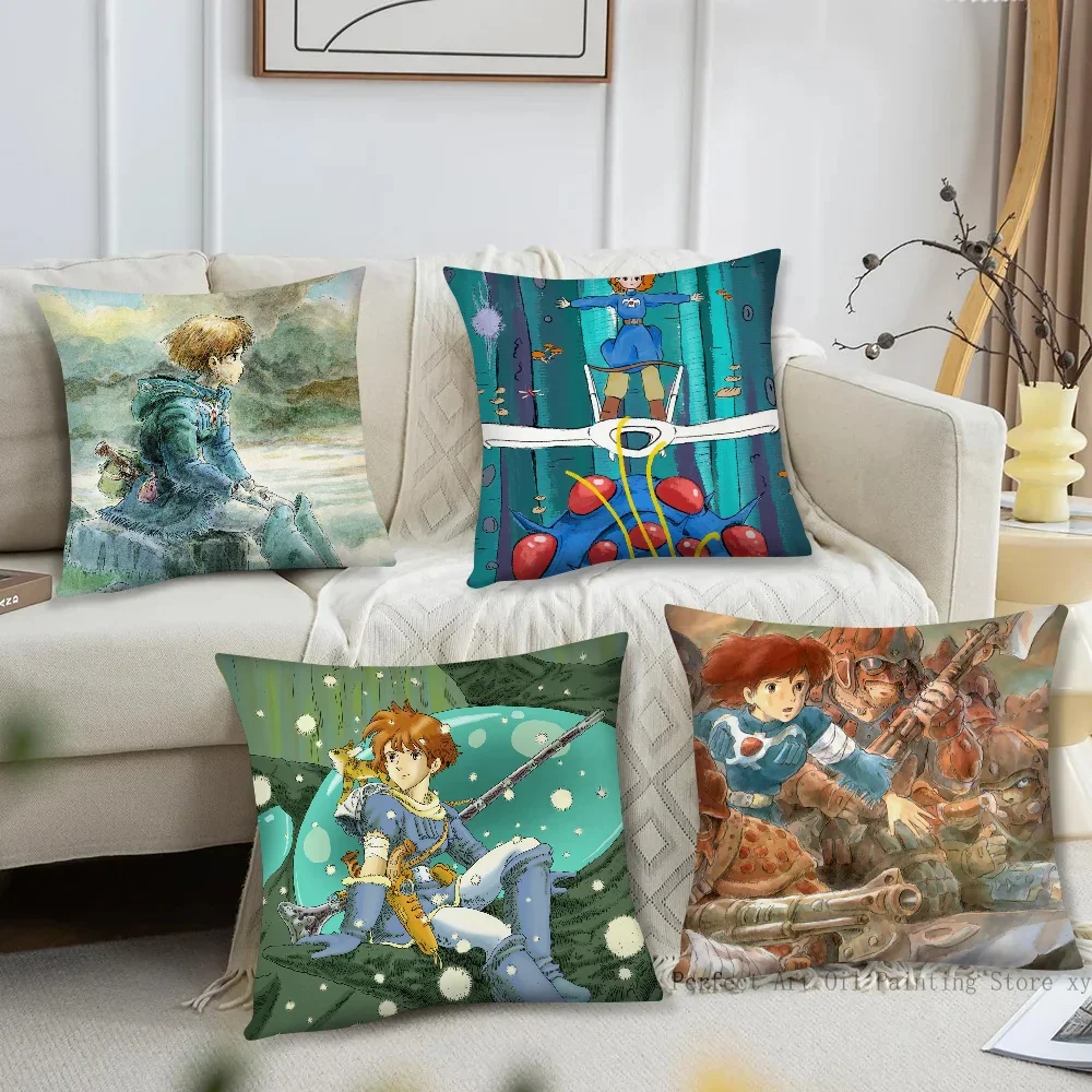 Bilibili Nausicaa Valley Wind Anime Kissenbezug, quadratisches Kissen, Schlafzimmer, Sofa, Freizeit, Komfort, Auto, Wohnzimmer, Heimdekoration, 40 x 40 cm