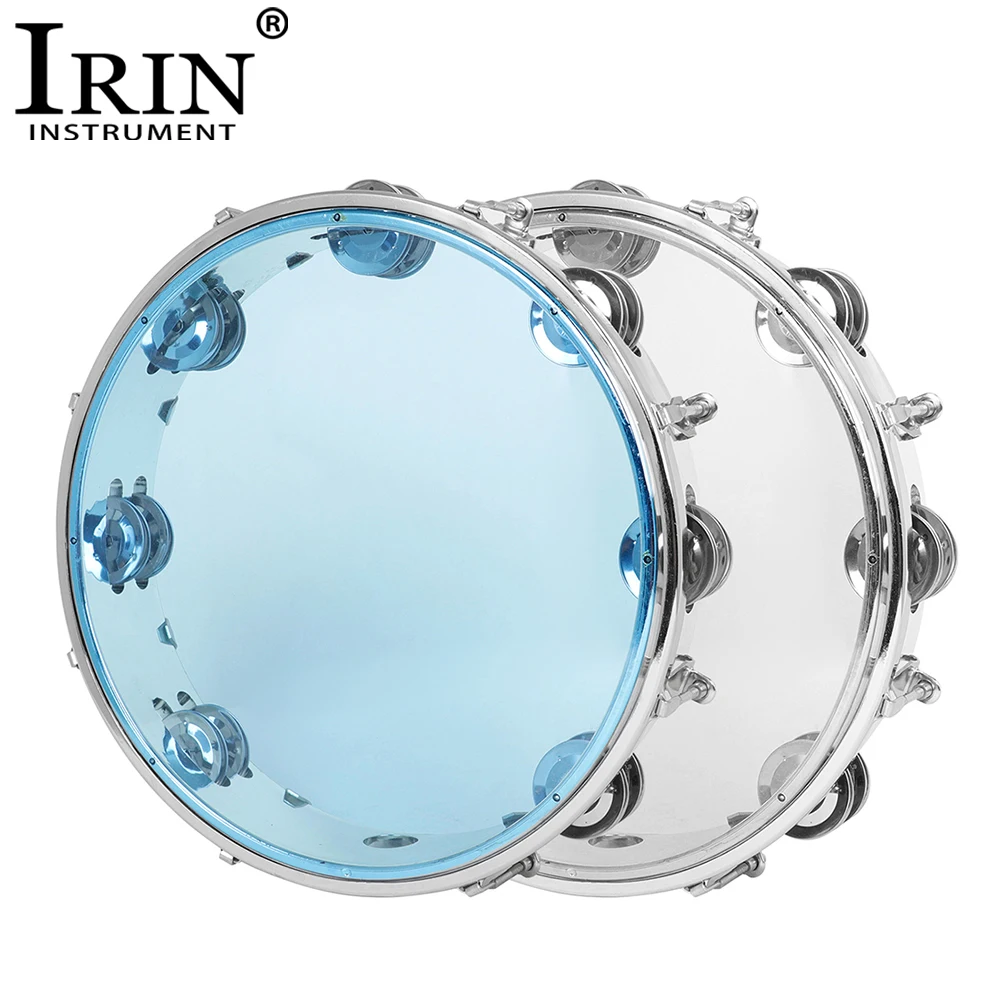 Irin 10-Zoll zweireihige blaue Handbell selbst tuning transparente Tamburin Orff Percussion Instrument Party/Feier spielen Image