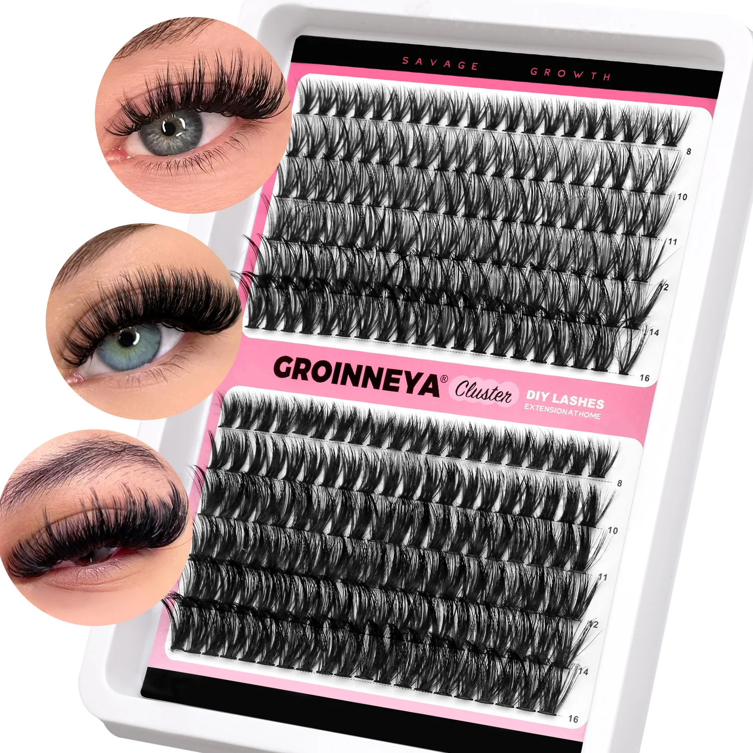 GROINNEYA DIY Wimperncluster 5D Flauschige Einzelwimpern Wispy Dicke Wimpern 3/10/12 Reihen Cluster Wimpernverlängerung Make-up Image
