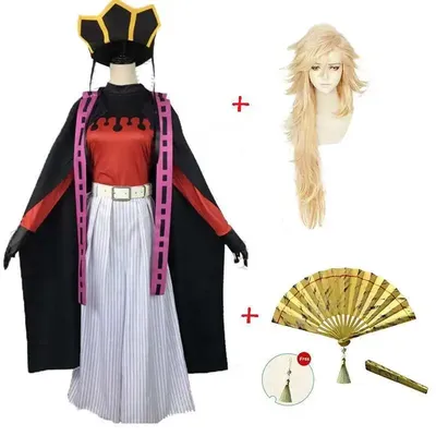 Anime-Dämon Sayaer Dämonentöter: Kimetsu no Yaiba Douma Kospy Kos Tsume Coak Kimono Perücke FAN Uni Kitsuki King Tfit Männer wo Noodles Hauween Party Image