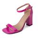 Lizoleor Block Heel Square Toe Patent Ankle Strap Women Sandals Buckle Wide Fit Summer Business Open Toe Party Rose-Red Size 13.5 UK/54
