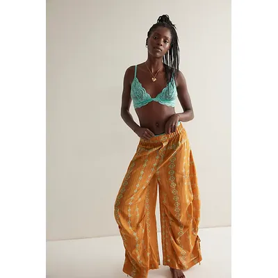 Come Over Printed Pants by Intimately at Free People in Mustard Combo, Size: XL