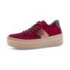 Plateausneaker GABOR, Damen, Gr. 42, rot (bordeaux), Ziegenveloursleder, Kalbsleder, modisch, Schuhe, Schnürschuh, Freizeitschuh, Halbschuh mit Besatz in Metallicoptik