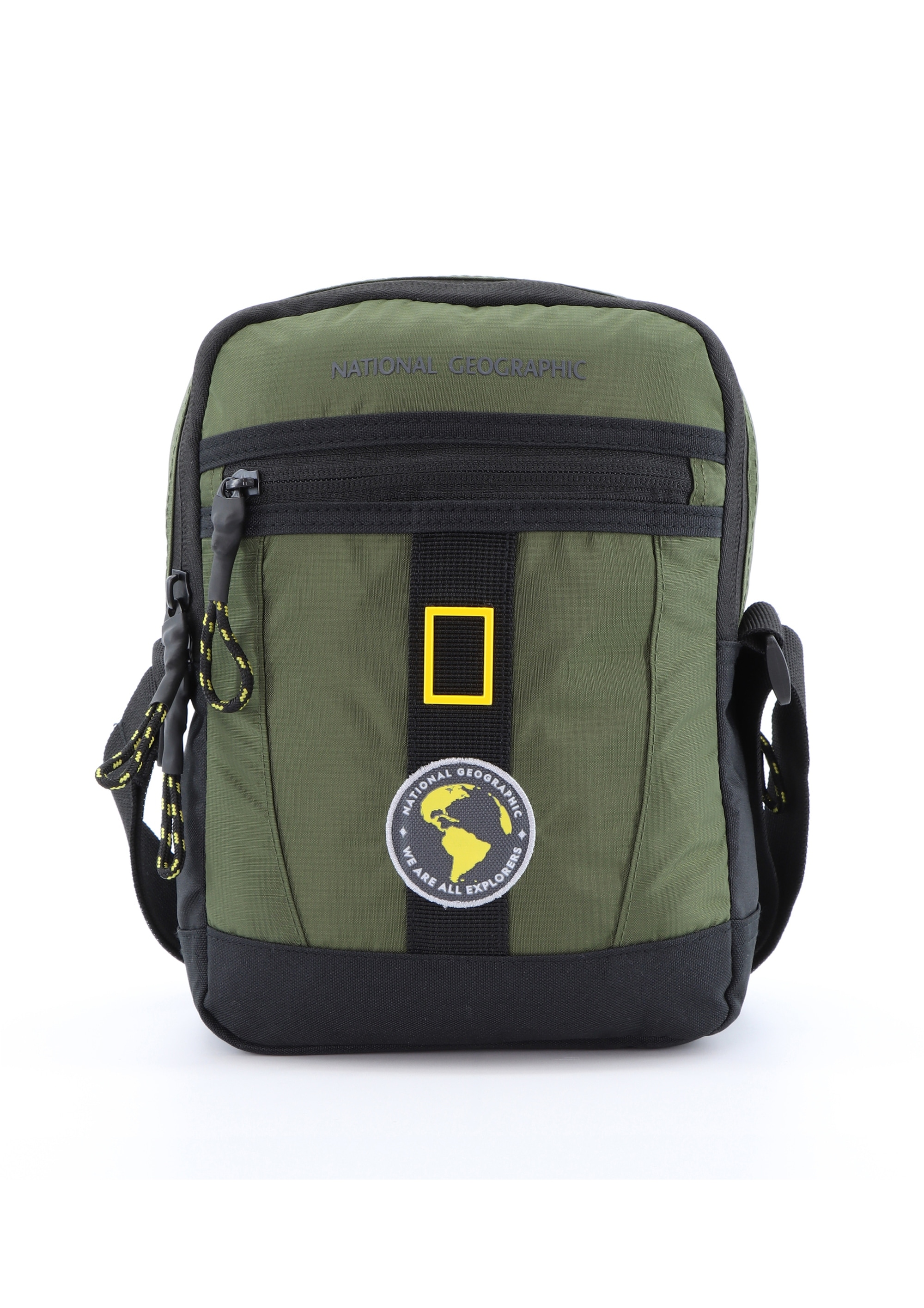 Schultertasche NATIONAL GEOGRAPHIC "New Explorer", Damen, Gr. B/H/T: 8cm x 28cm x 18cm, grün (khaki), Nylon, Taschen, mit vielen Fächern Image