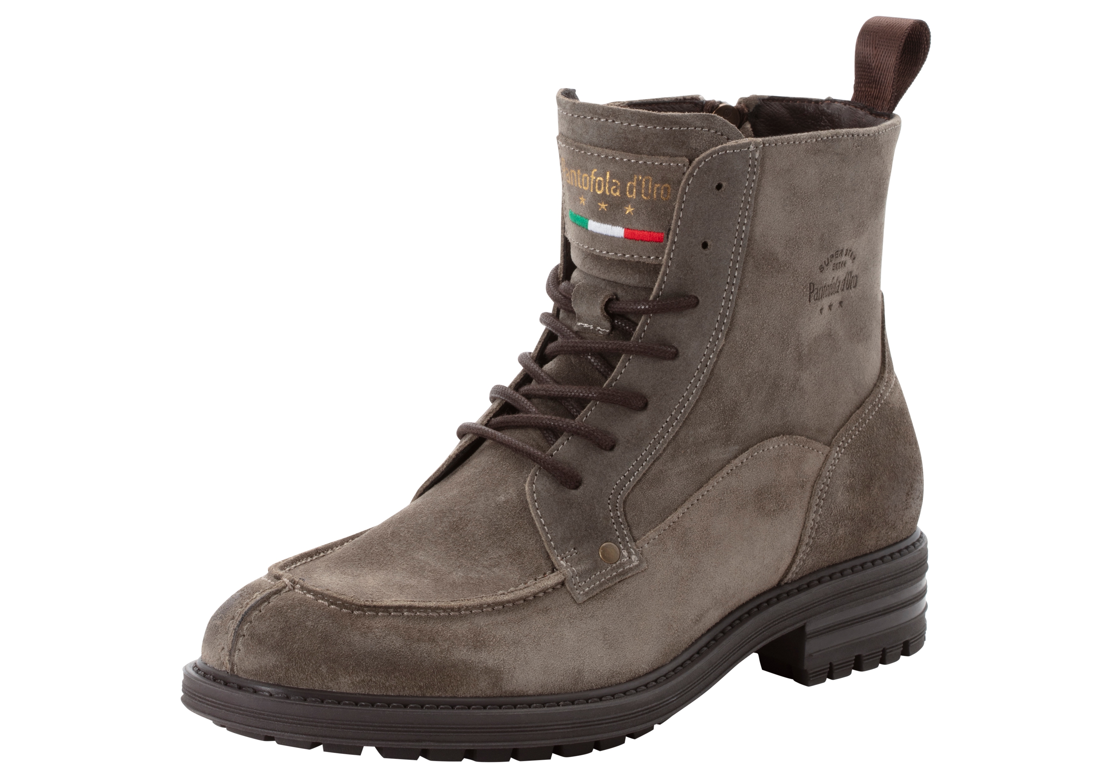 Winterboots PANTOFOLA D´ORO "SONDRIO HIGH", Damen, Gr. 43, grau (taupe), Leder, Sportlich, Schuhe