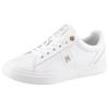 Sneaker TOMMY HILFIGER "ESSENTIAL ELEVATED COURT SNEAKER", Damen, Gr. 42, weiß, Leder, unifarben, sportlich, Schuhe, Freizeitschuh, Halbschuh, Schnürschuh mit TH-Schmuckelement