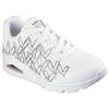 Sneaker SKECHERS "UNO-GOLDEN HEART", Damen, Gr. 35, rosa (weiß, roségoldfarben), Lederimitat, kontrastfarbene Details, modisch, Schuhe, Freizeitschuh, Schnürschuh mit goldfarbenen Mylar-Stickereien