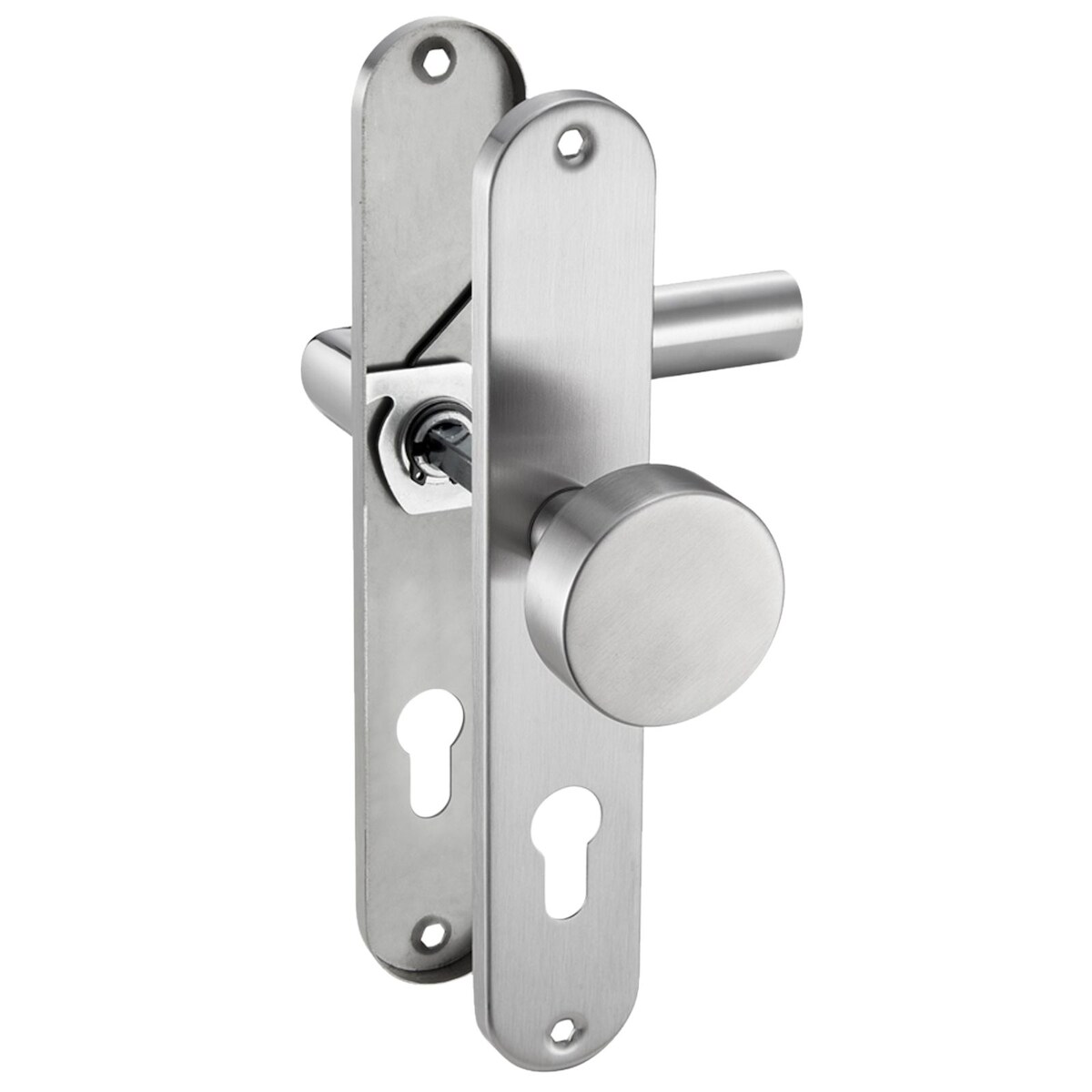 ID Dinkel Langschild Drückergarnitur Edelstahl gebürstet CATHY PZ - Profizylinder mit Knauf Türbeschlag Image