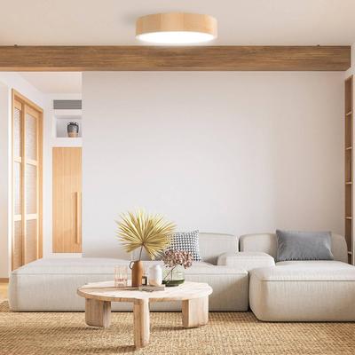 TEMAR LIGHTING Deckenleuchte Cleo DR800, Pinienholz, Ø 80 cm, 6-flg., E27 Image