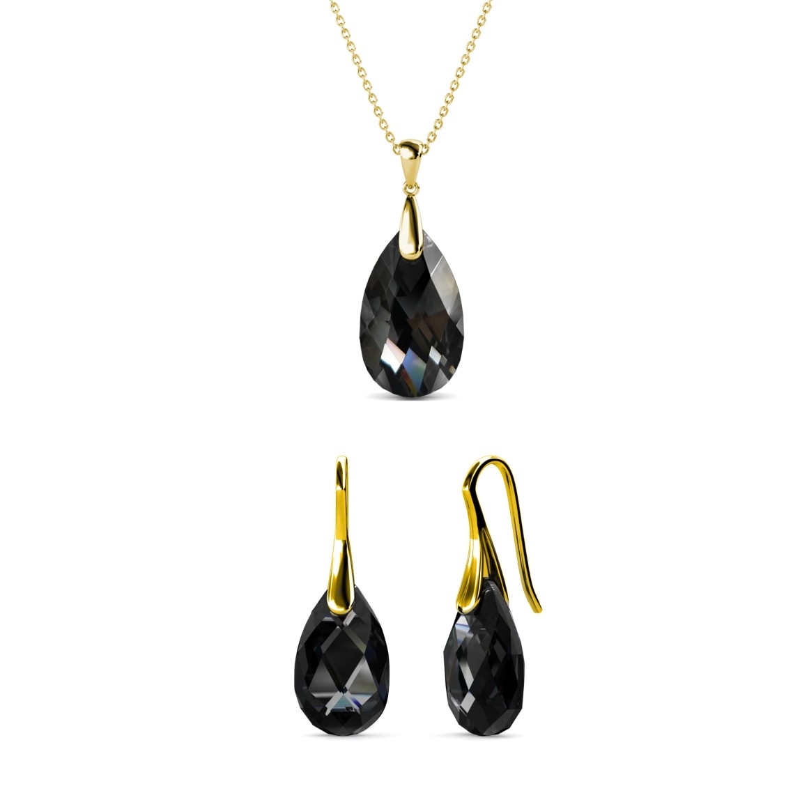 Hakensets in Tropfenform – Gold und Schwarz