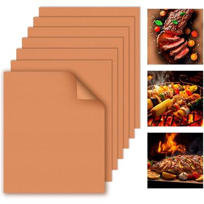 Kupfer-Grillmatten, 7-teilig, für Outdoor-BBQ-Grills, 100 % antihaftbeschichtet, 40,6 x 33 cm, Image