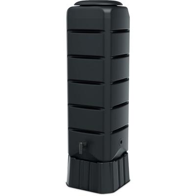 Spetebo - Regentonne eckig anthrazit mit Wasserhahn und Sicherungsgurt - 120 l - Kunststoff Image