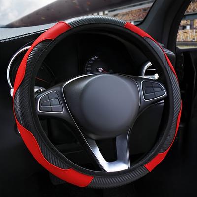 TEMU Pu Leather Steering Wheel Cover With Cell Phone Holder - Comfortable, No , Fits -15 Inch Wheels, Black With Yellow Accents, Enhances