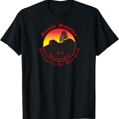 TEMU Granite Mountain Hotshots Mens Premium Cotton T-shirt - Black Short Sleeve With , 180gsm Heavyweight Fabric, Machine Washable, , Regular Fit Casual Tee For Men Image