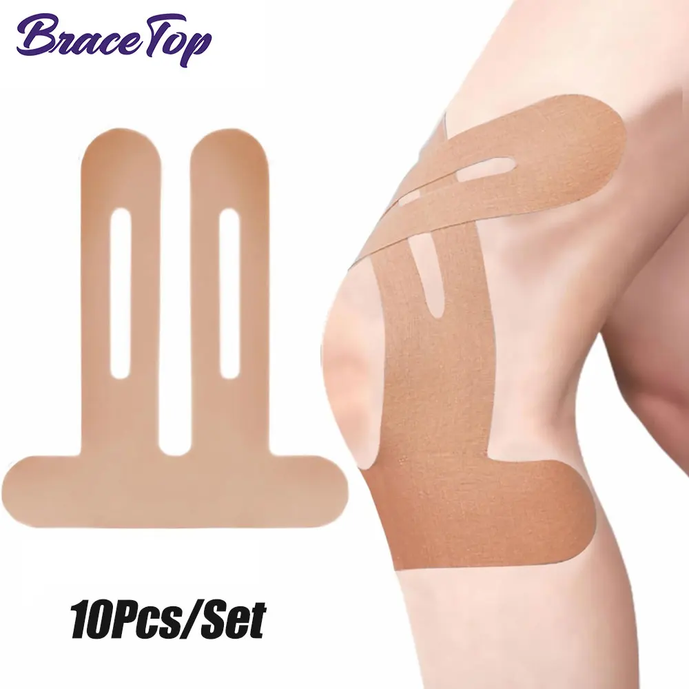 10 Stück/Set Kinesiologie-Tape für Knie, wasserdicht und elastisch, atmungsaktives Klebeband, sportliche Bandstabilität zum Laufen, Wandern, Reiten Image