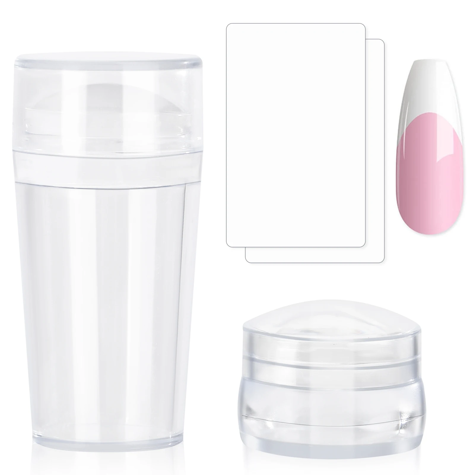 French Nail Art Silikon-Stempel-Set, transparenter Nagelstempel mit Schaber, DIY-Maniküre-Design-Werkzeuge für den Heimgebrauch im Salon Image