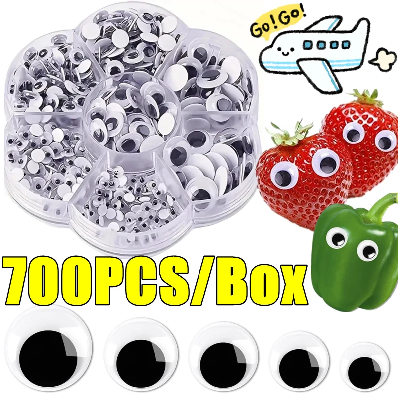 700 Teile/schachtel Selbstklebende Wiggly Googly Puppe Auge Bewegliche Simulation Cartoon Tier Augapfel DIY Kindergarten Kinder Handwerk Versorgung Image