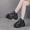 2024 neue schwarze Plattform-Damen-Heavy-Metal-Persönlichkeit Goth Punk Dad-Schuhe