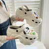 2025 neue Frauen Plattform Sandalen Nette DIY Hund Sommer High Heel Schuhe Mädchen Mode Clogs 8 CM Dicke Sohle Strand straße Hausschuhe