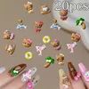 20 Stück Hawaii Tanning Hello Kitty Nagel Charms Delphin Kokosnussbaum 3D Nagel Dekoration Sommer Schwarze Haut Hello Kitty Maniküre Teil