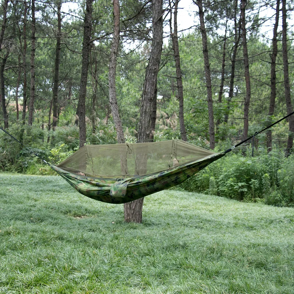 Professionelle Camping-Hängematte mit Moskitonetz, leicht, tragbar, Doppel-Hängematte, Baumgurte, Aluminiumstangen, 600 Pfund Kapazität Image
