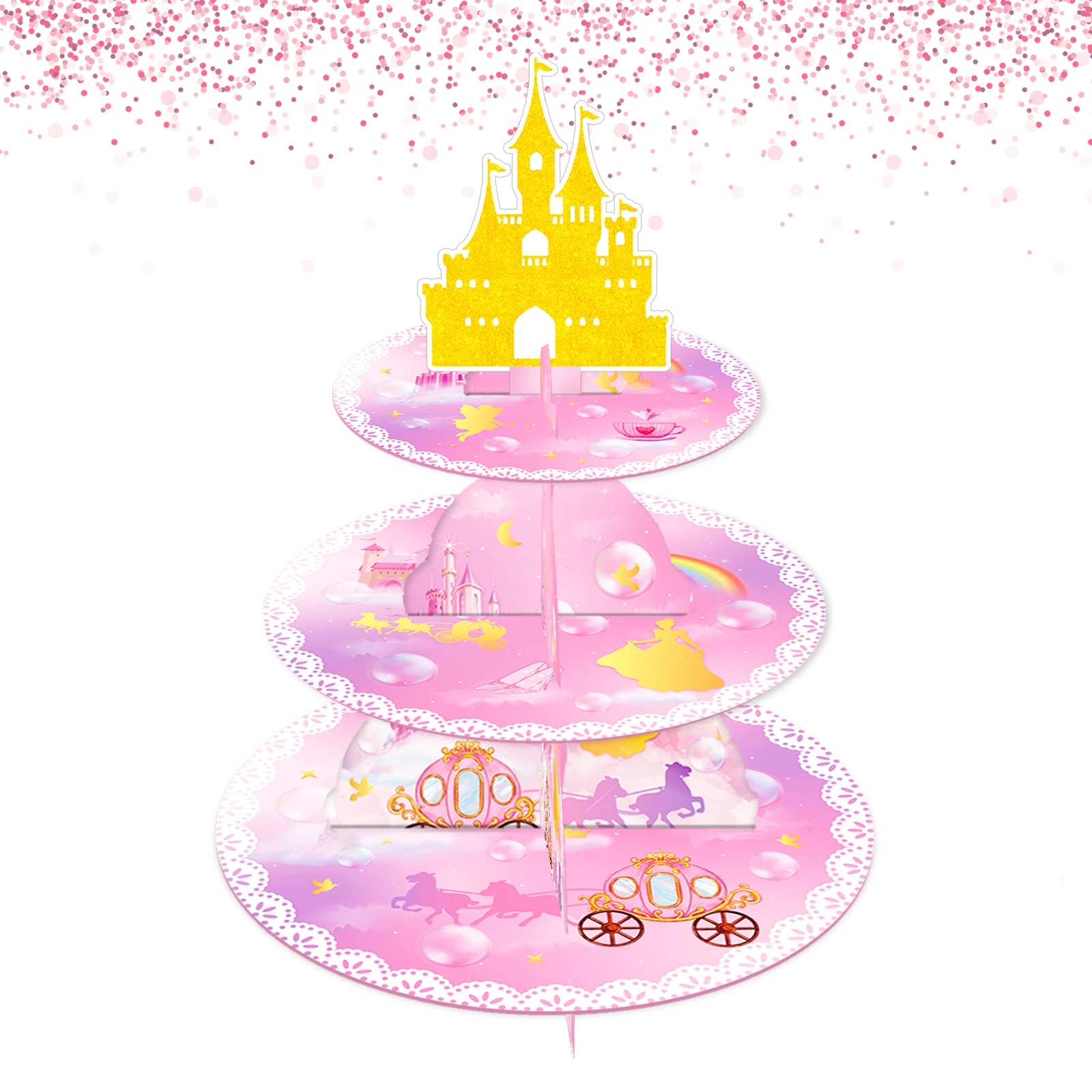 3 Tier Prinzessin Schloss Kuchen Display Stand Mädchen Geburtstag Cupcake Stand Dessert Halter Baby Shower Party Dekoration Lieferungen Image