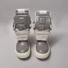 Ricks Genious Graues Leder Jumbo Lace High Top Geobasket Owens Hochwertiger Herrenschuh Damen Sneaker Casual Owens Design Stiefel & Schuhe