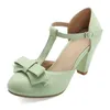 Benutzerdefinierte 7,5 cm High Heels Sandalen Frauen T-gürtel Bowknot Vintage Sommer Pumpen Frauen Schuhe Runde Kappe Party Schuhe büro Dame WSH5250